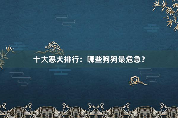 十大恶犬排行:哪些狗狗最危急?